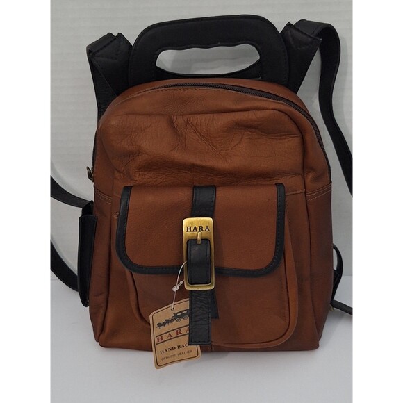 Vintage Hara Two Tone Mini Soft Leather Backpack Travel Western Bohemian NWT main image 11